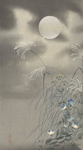 Gräser und Blumen bei Vollmond, Ohara Koson von Creative Masters Old Masters