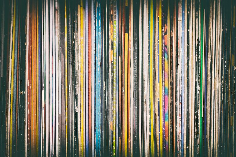 Vinyl Album Cover Schallplattensammlung in Vintage Filmkamera Farbtöne von Andreea Eva Herczegh