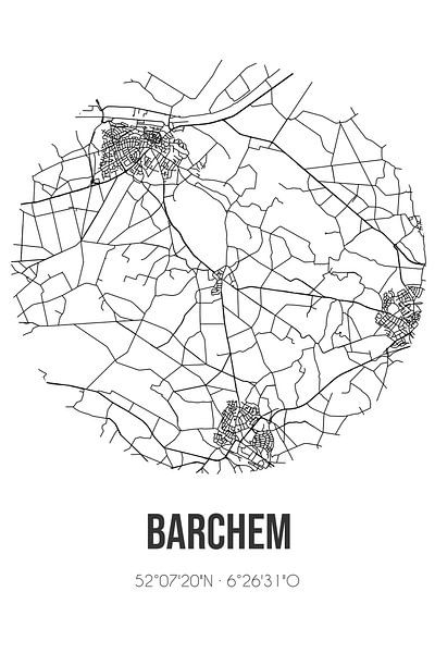 Barchem (Gueldre) | Carte | Noir et blanc par Affiches de lieux
