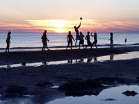 Freude am Sport im Sonnenuntergang