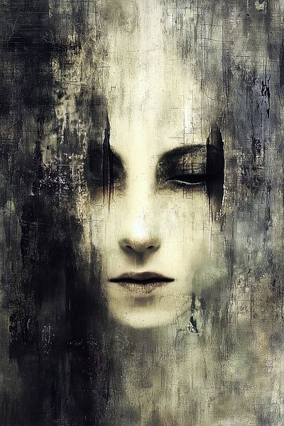 Mysterious grunge portrait of a woman by Frank Heinz