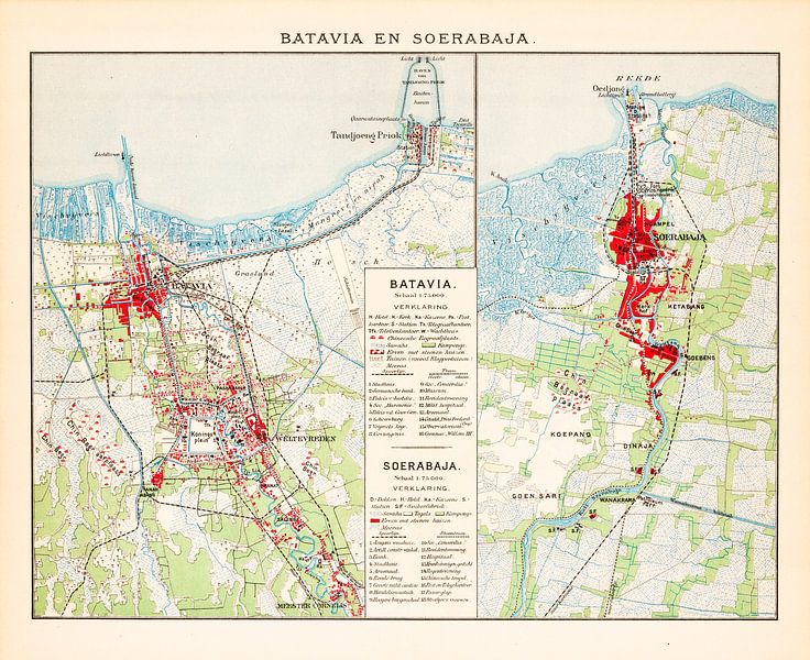 Vintage map Batavia and Surabaya by Studio Wunderkammer