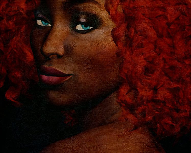 A colored woman with red hair looking at you by Jan Keteleer