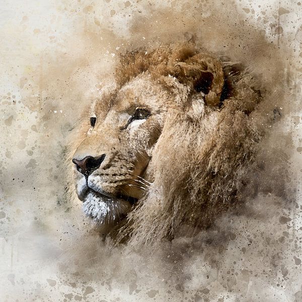 Abstract Lion Wall Art by Diana van Tankeren