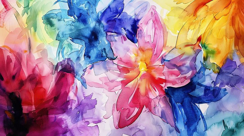 Des fleurs dans un arc-en-ciel de couleurs par Frank Heinz