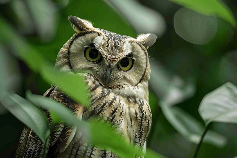 Eule inmitten des Dschungelgrüns von Art & Soul Creations