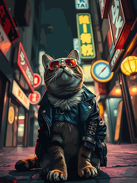 Der Nachtschleicher: Cyberpunk-Gassenkater von bob rendy