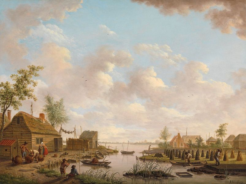 Landschaft mit Fischern und Torfstechern im Niedermoor, Hendrik Willem Schweickhardt von Meisterhafte Meister