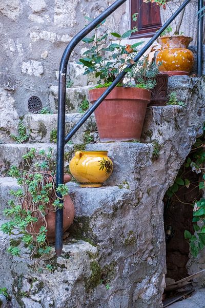 Staircase with colourful flower pots | Provence by Flatfield