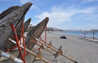 Strand parasols, Kefalos Beach,  Kos, Griekenland
