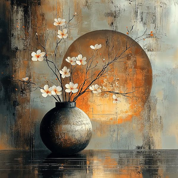 Modernes Blumenstillleben | Eisenblüten-Echo von Kunst Laune