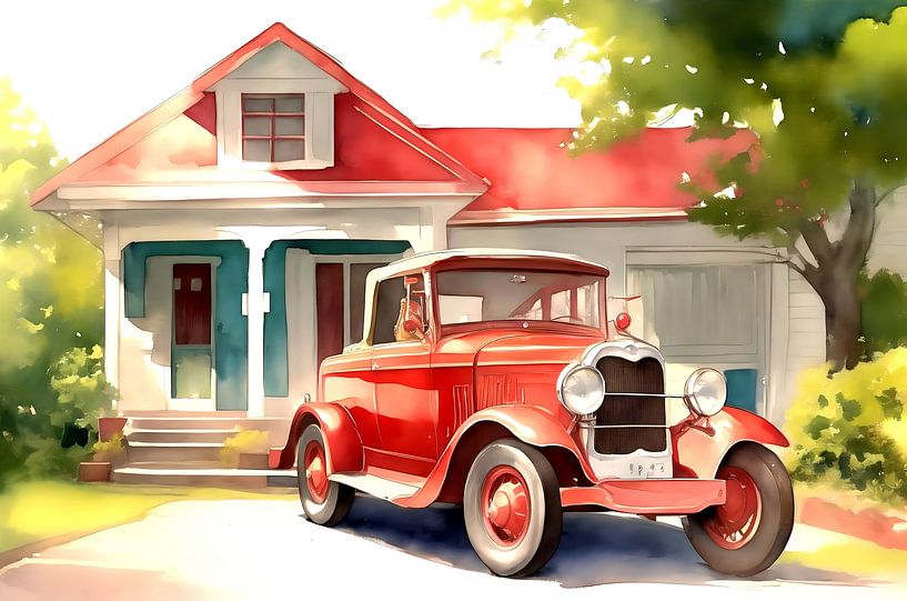 Roter Oldtimer der 1930er Jahre IV von DeVerviersBelgium