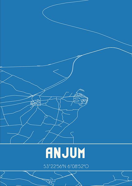 Blueprint | Carte | Anjum (Fryslan) par Affiches de lieux
