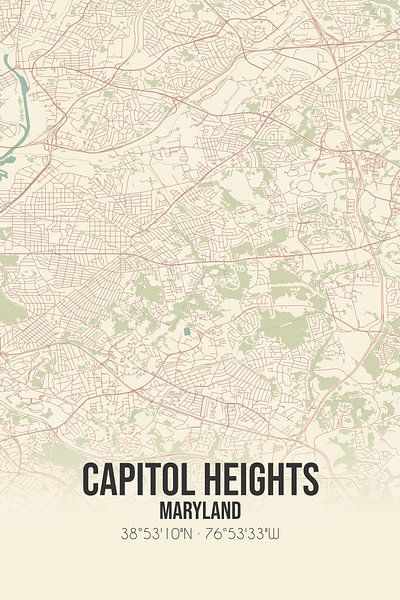 Alte Karte von Capitol Heights (Maryland), USA. von Ortsdrucke