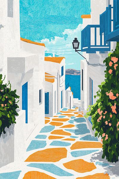 Rue d'été à Santorin par Studio BB