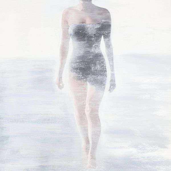 Verträumte Frauenfigur verschmilzt mit Licht von Color Square