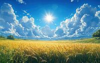 Golden Fields Under a Radiant Sky