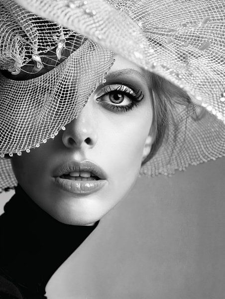 Schwarz-Weiß-Porträt inspiriert von den 1950er Jahren von Carla Van Iersel