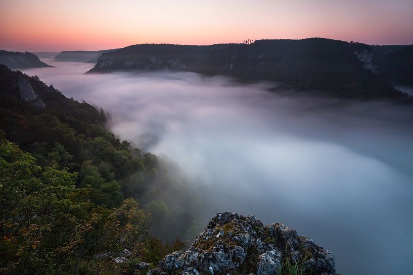 Fog in the Danube valley - magical colours at Eichfelsen by Jiri Viehmann