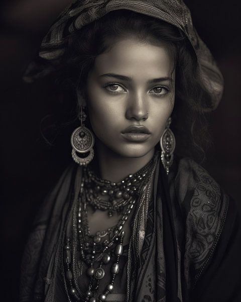 Kunstporträt &quot;Berbermädchen&quot; von Carla Van Iersel