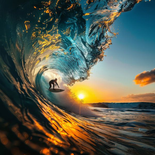 Surfeur au coucher du soleil par Poster Art Shop