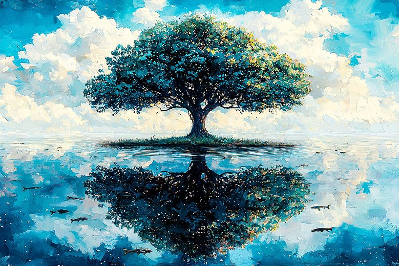 Baum mit Spiegelung im Wasser von Imperial Art House