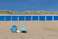 blauwe strandhuisjes
