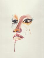 Abstract watercolor of colorful face