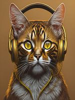 Katze mit Kopfhörern