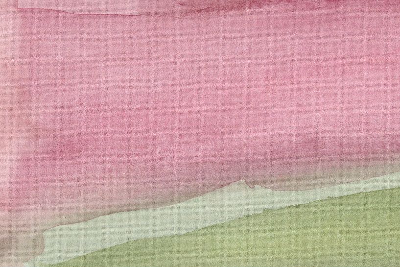 Tableau de paysage minimaliste rose et vert II par Dina Dankers