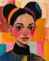 Porträt mit orangefarbenem Akzent und Blick