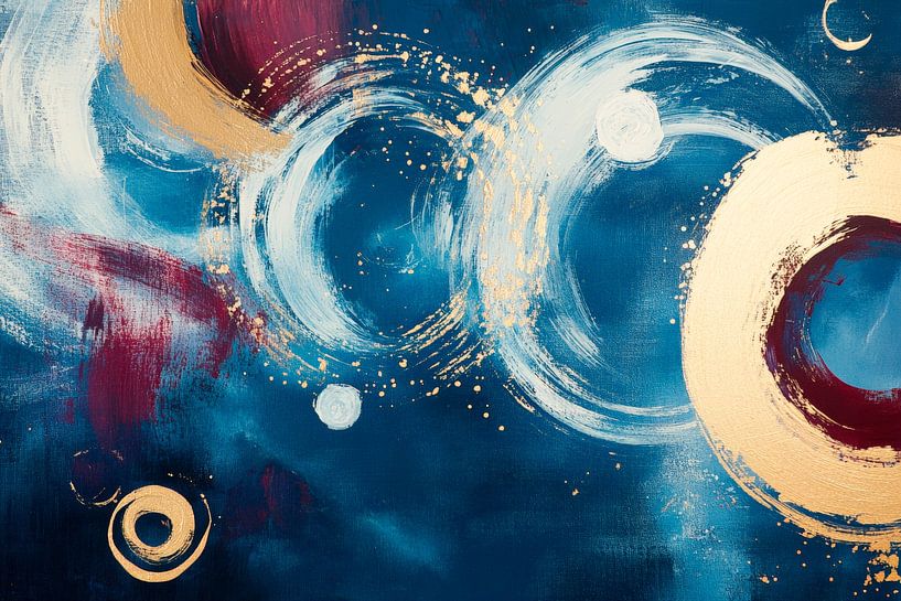 Abstrakte Kunst in Blau und Gold von Poster Art Shop