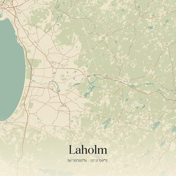 Carte ancienne de Laholm, Suède. par Affiches de lieux
