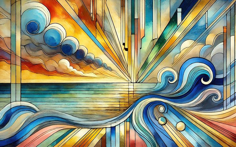 Paysage marin Art déco par Chromatic Fusion Studio
