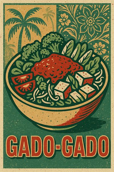 Gado-Gado Wall Print – Vintage Indonesian Cuisine Poster by Travel Shop