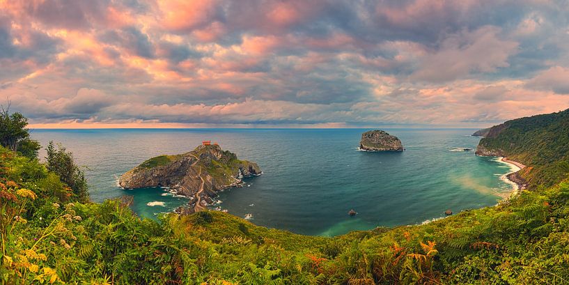 Panorama et coucher de soleil à San Juan de Gaztelugatxe, Basquela par Henk Meijer Photography