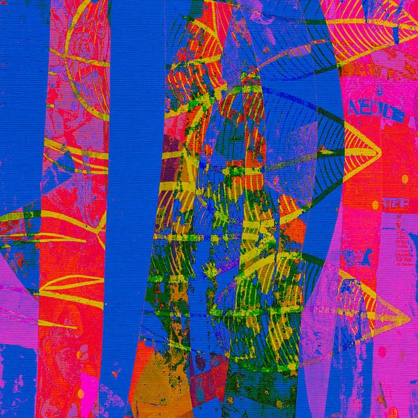 Art mixte botanique moderne en couleurs néon par Studio Pieternel