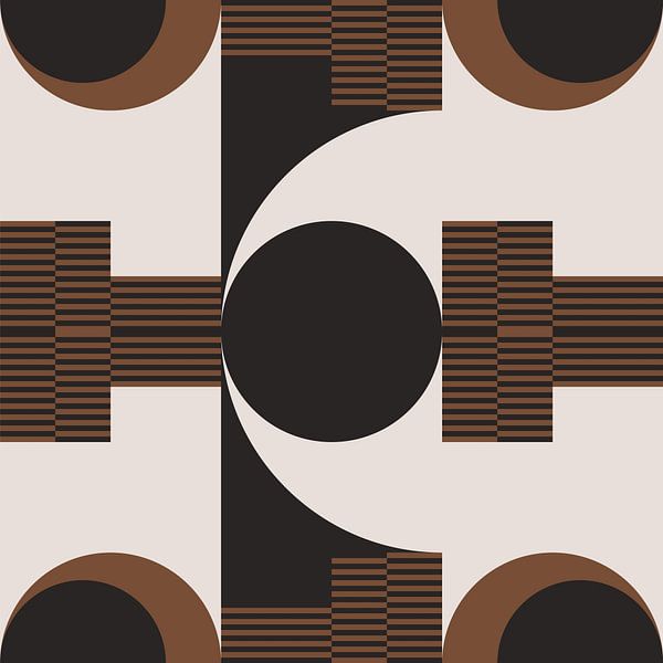 Abstraction géométrique rétro. Art moderne en marron, blanc, noir no. 3 par Dina Dankers