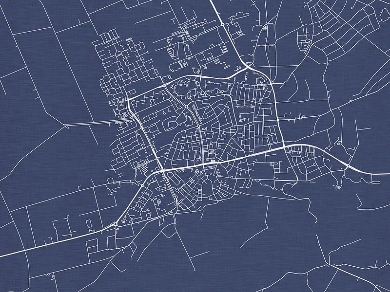 Map of Wageningen in Royal Blue by De Kaartenwinkel