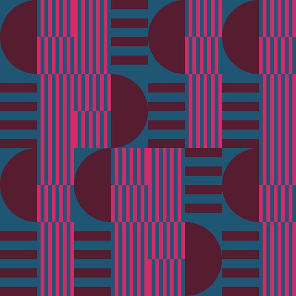 Art géométrique abstrait de style rétro en bleu, rose et violet par Dina Dankers