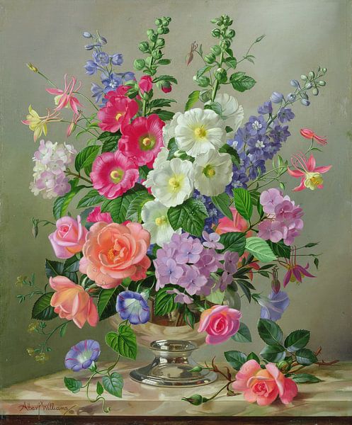 Ein Blumenarrangement im September (Öl auf Leinwand) von Albert Williams