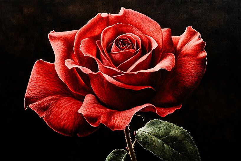 Detaillierte Nahaufnahme einer roten Rose von Imperial Art House