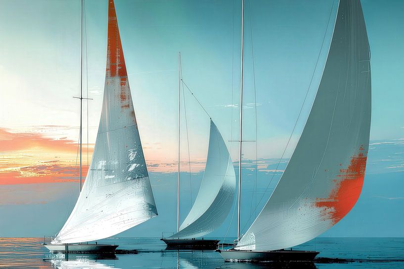 Zeilboten surreal-01a-32 van Rautenberg Digital Art Maritim