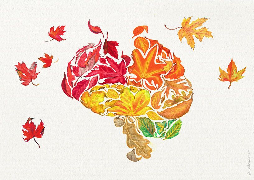 Poster mit Herbstblättern - Vergessen Sie mich nicht von Ilse Schrauwers, isontwerp.nl