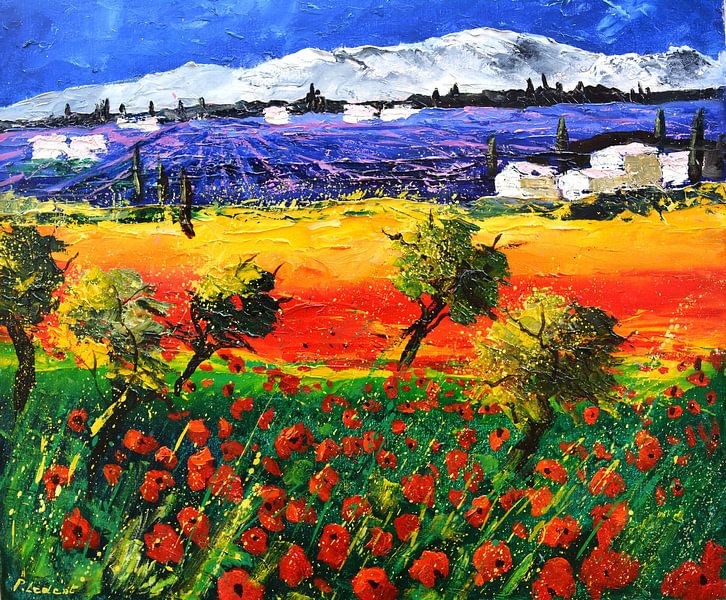 Rote Mohnblumen und Lavendel von pol ledent