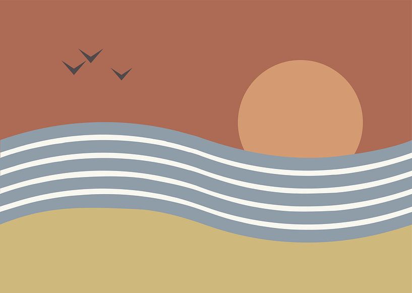 Panoramastrand mit Sonnenuntergang von Atelier Hedy Marguerite