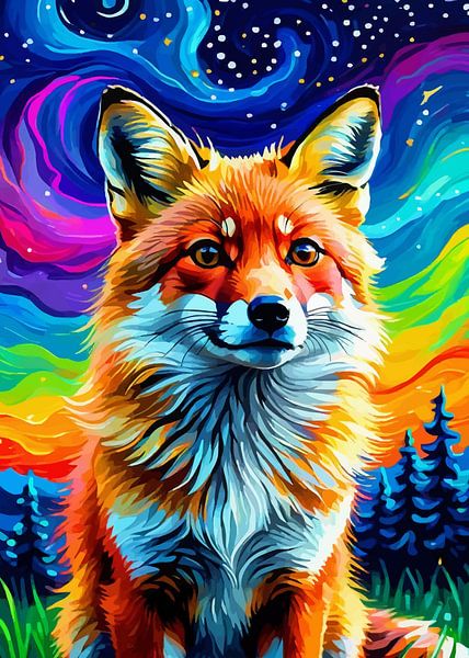 Red Fox Starry Night 2 by MIROKKU