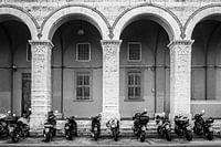 Scooters for monument in Italy black and white photo print