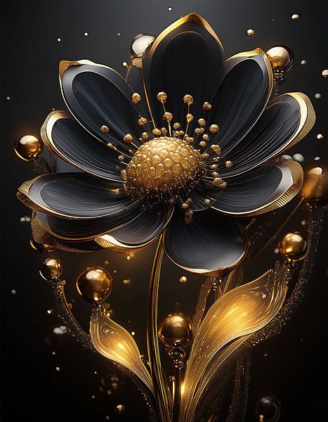 Gold und Schwarz Blume von Mustafa Kurnaz