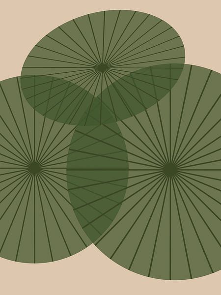 Représentation abstraite de trois parasols verts en Thaïlande par UMA Digital NL